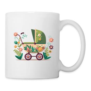 Blumiger Kinderwagen 1 - Tasse - Weiß - Rechts