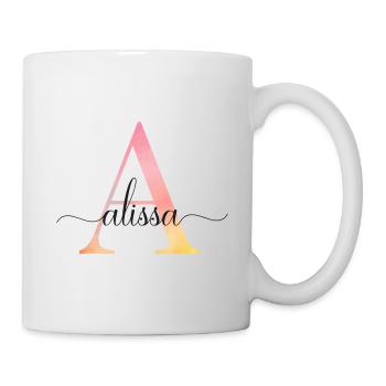 A | Monogram | Name | Alissa |Watercolor - Mug - white - Right