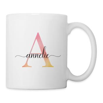 A | Monogramm | Name | Annelie |Watercolor - Tasse - Weiß - Rechts