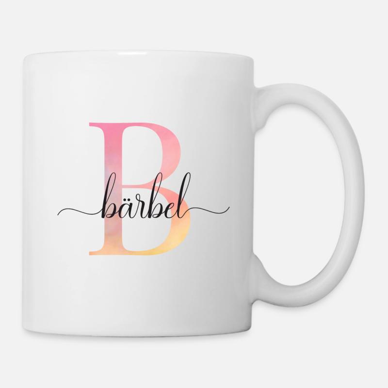 B | Monogramm | Name | Bärbel |Watercolor - Tasse - Weiß