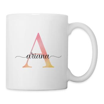 A | Monogramm | Name | Ariana |Watercolor - Tasse - Weiß - Rechts