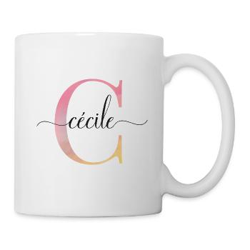 C | Monogramm | Name | Cécile |Watercolor - Tasse - Weiß - Rechts
