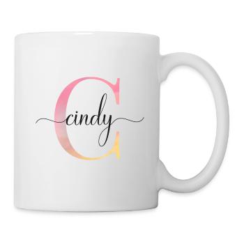 C | Monogramm | Name | Cindy |Watercolor - Tasse - Weiß - Rechts