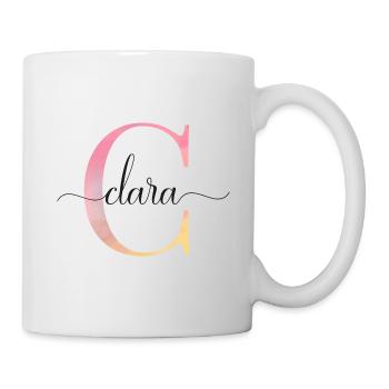 C | Monogramme | Nom | Clara |Aquarelle - Mug blanc - blanc - Droite