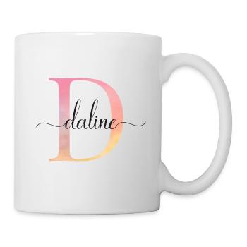 D | Monogramme | Nom | Daline |Aquarelle - Mug blanc - blanc - Droite