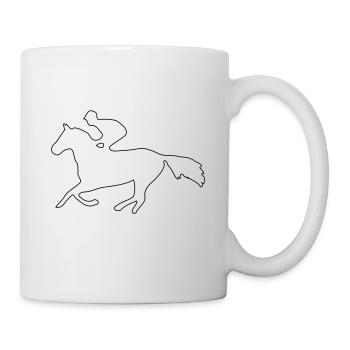 Trabber Pferd mit Jockey im Galopp Oneline - Tasse - Weiß - Rechts
