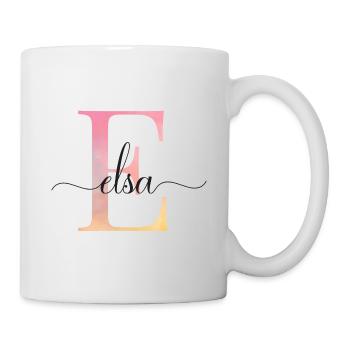 E| Monogram | Name | Elsa |Watercolor - Mug - white - Right