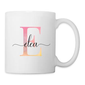 E| Monogramme | Nom | Éléa |Aquarelle - Mug blanc - blanc - Droite