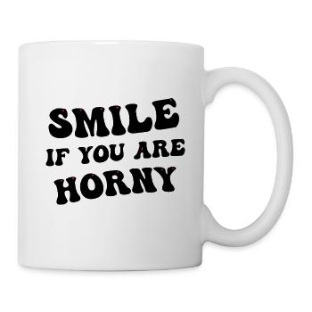 Souriez si vous êtes excité - Mug blanc - blanc - Droite