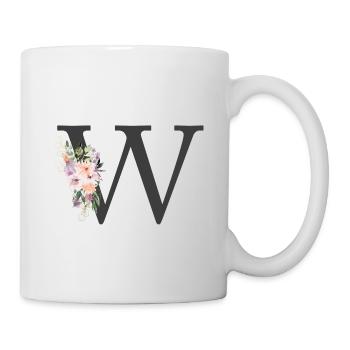 Lettre W, monogramme, Floral - Mug blanc - blanc - Droite