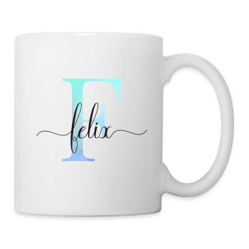E| Monogramm | Name | Felix | Watercolor - Tasse - Weiß - Rechts