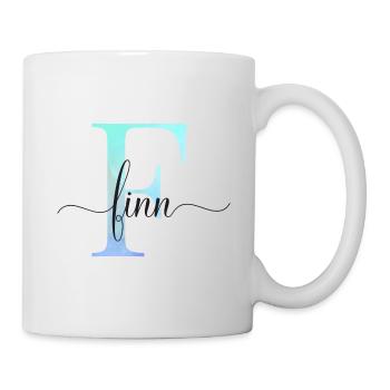 E| Monogramm | Name | Finn | Watercolor - Tasse - Weiß - Rechts