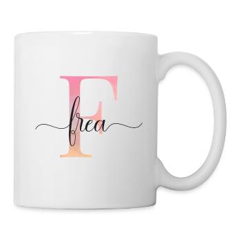 F| Monogramm | Name | Frea |Watercolor - Tasse - Weiß - Rechts