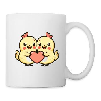 Huhn Comic Paar Liebe - Tasse - Weiß - Rechts