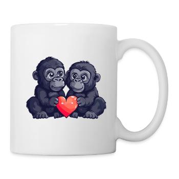Couple De Gorilles Amoureux Animal Saint Valentin - Mug blanc - blanc - Droite