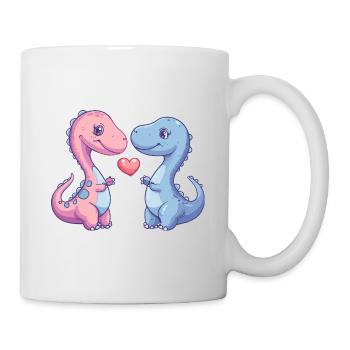 Dinosaurier brontosaurus Paar Liebe - Tasse - Weiß - Rechts