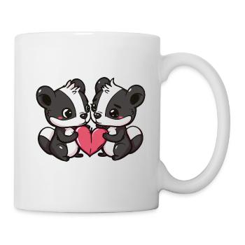 Couple de mouffettes amoureux des animaux pour la Saint-Valentin - Mug blanc - blanc - Droite
