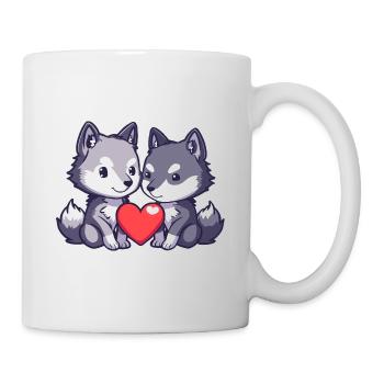 Loup Couple Amour Couple Amoureux - Mug blanc - blanc - Droite