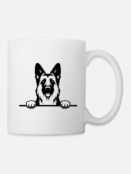 Berger allemand Peeking - DSH - Vecteur - Mug blanc - blanc