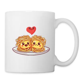 Nudeln Pasta Paar Liebe Herz Valentinstag - Tasse - Weiß - Rechts