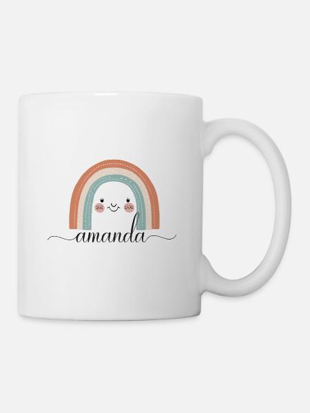 Amanda! Regenbogen, personalisierbar - Tasse - Weiß