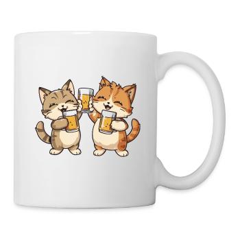 Katze Comic Bier Lustig Saufen - Tasse - Weiß - Rechts