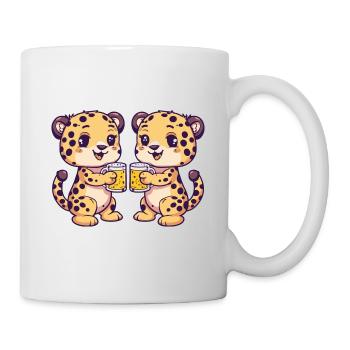 Leopard Comic Bier Lustig Saufen - Tasse - Weiß - Rechts