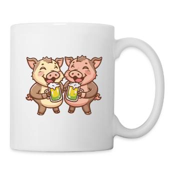 Schwein Bier Wildschwein - Tasse - Weiß - Rechts