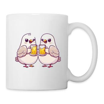 Taube Vogel Comic Bier Party Trinken - Tasse - Weiß - Rechts
