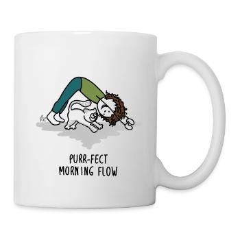 Purrfect morning flow - Yoga with cat - Mug - white - Right