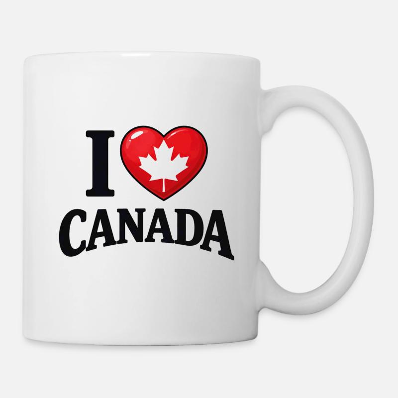 I Love Canada – Ahornblatt-Botschaft - Tasse - Weiß