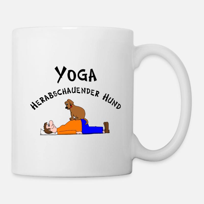 Yoga chien regardant vers le bas - Mug blanc - blanc