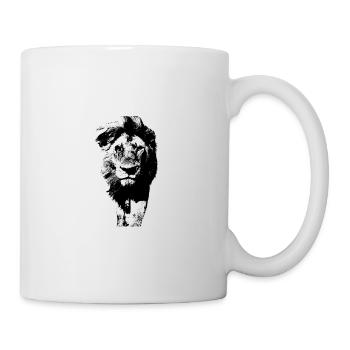 Löwe schwarz weiss - Tasse - Weiß - Rechts