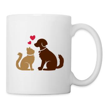 Animal friends / cat and dog / BFF - Mug - white - Right