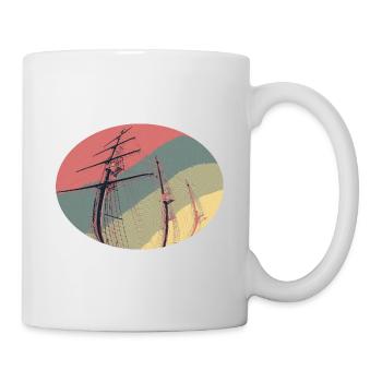 Ship through binoculars in maritime retro look - Mug - white - Right