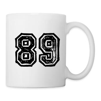 89 Nombre de maillot - Mug blanc - blanc - Droite