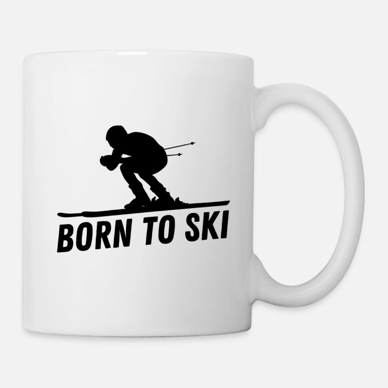 Né pour skier Piste de ski Apres Ski - Mug blanc - blanc