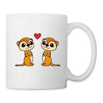 Meerkat Comic Couple Amour - Mug blanc - blanc - Droite