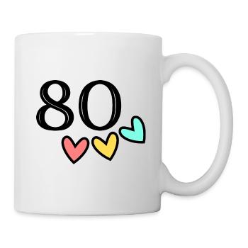 80 JAHRE. 80-jähriges JUBILÄUM. JUBILÄUM 80 JAHRE. Jahr - Tasse - Weiß - Rechts