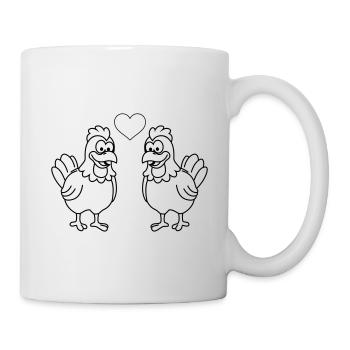 Huhn Comic Paar Liebe - Tasse - Weiß - Rechts