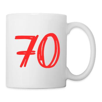 70. 70 JAHRE. 70-JÄHRIGES JUBILÄUM. GEBURTSTAG 70 JAHRE. - Tasse - Weiß - Rechts