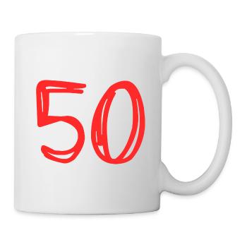 50 YEARS. 50th ANNIVERSARY. BIRTHDAY 50 YEARS. 50 - Mug - white - Right