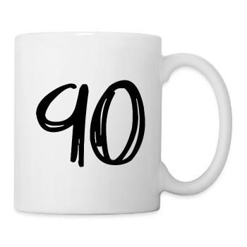 90 JAHRE. 90-JÄHRIGES JUBILÄUM. GEBURTSTAG 90 JAHRE. 90 - Tasse - Weiß - Rechts