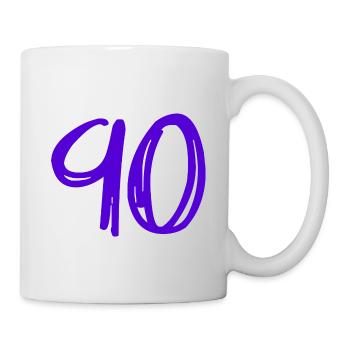 90 JAHRE. 90-JÄHRIGES JUBILÄUM. GEBURTSTAG 90 JAHRE. 90 - Tasse - Weiß - Rechts