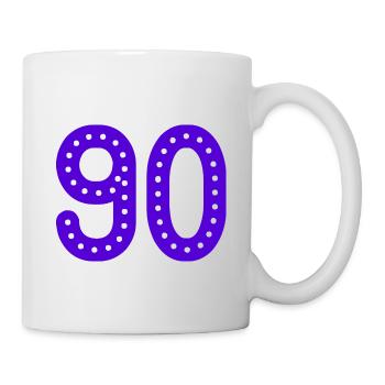 90 JAHRE. 90-JÄHRIGES JUBILÄUM. GEBURTSTAG 90 JAHRE. 90 - Tasse - Weiß - Rechts
