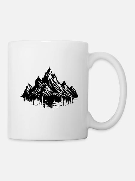 Berge Natur Silhouette - Tasse - Weiß