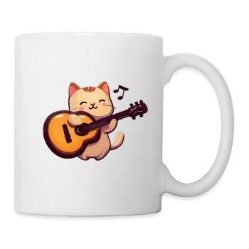 Musizierende Katze - Tasse - Weiß - Rechts