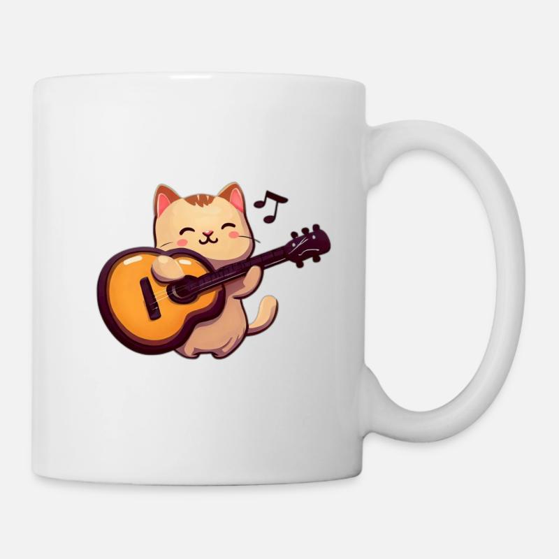 Chat faisant de la musique - Mug blanc - blanc