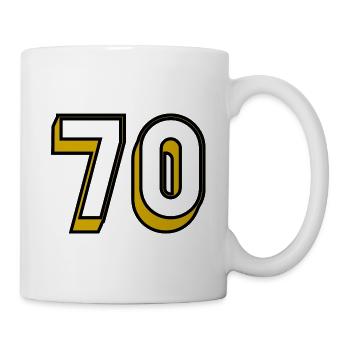 70 JAHRE. 70-JÄHRIGES JUBILÄUM. GEBURTSTAG 70 JAHRE. 70 - Tasse - Weiß - Rechts