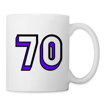 70 JAHRE. 70-JÄHRIGES JUBILÄUM. GEBURTSTAG 70 JAHRE. 70 - Tasse - Weiß - Rechts